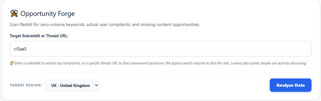 Opportunity Forge Input